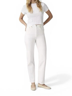 Levis Premium Ribcage Straight Ankle Jeans Women's Size 26 White W26 L27 Denim